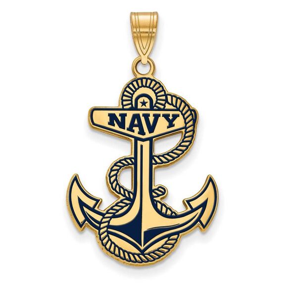 14k Gold Plated Silver U.S. Naval Academy XL Enamel Pendant - Picture 1 of 3